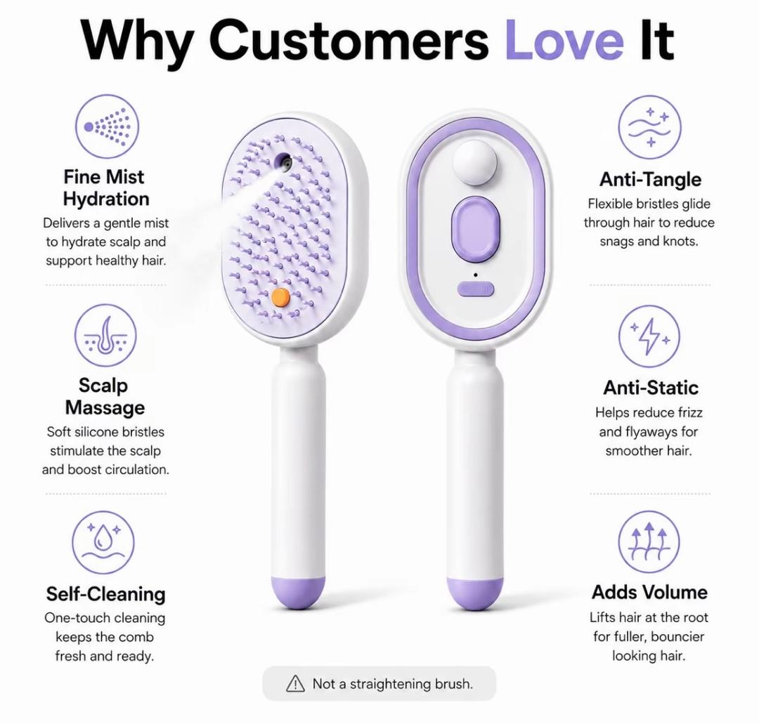 MistGlow™ 3-in-1 Hair Brush